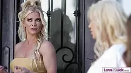 mature milf and young babe caught licking pussies by nosy neighbor