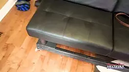 evelyn rims throbbing cock then takes pussy pounding