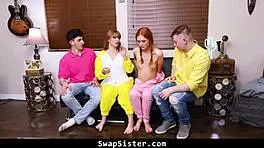 boys swap partners for wild group sex orgy session