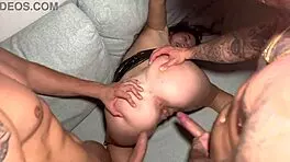 Inexperienced Young Woman Submitted to Rough Threesome After Party