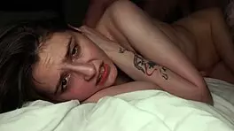 Russian girlfriend with small tits rides boyfriend's monster cock doggystyle deepthroat cum in mouth bedroom