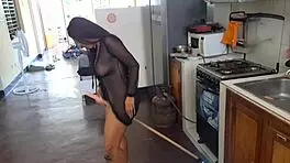 Famous Mexican Influencer Masturbates with Broomstick in Kitchen