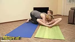 hey babe ready for yoga with this hot milf licking your pussy?