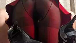 Petite Redhead Slut Facial Cumshot In Short Skirt Stockings