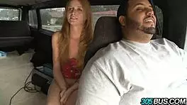 Redhead teen whore blows for cash in public spots