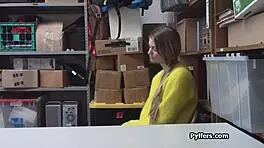 huge titty teen 18+ thief slurps guards massive cock on hidden cam