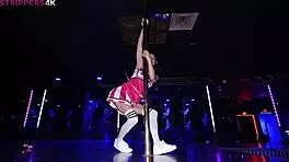 petite cheerleader strips bends drains cock in vip