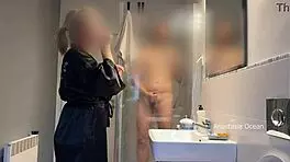 i catch husband stroking stepmom in bathroom and join the fuck