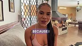 big booty latina shows up for casting but drops to knees for sloppy rimjob and swallow