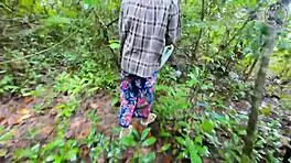 Thai babe bends over in forest for hot doggystyle pounding