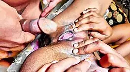 Petite teens wet pussies squirt in romantic FFM threesome facial cumshots