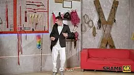 young czech pops cherry on kinky tanya virago's shaved pussy