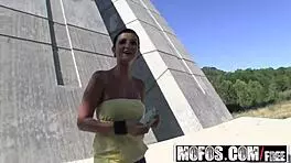 skinny blonde picked up for public car blowjob and shaved pussy pounding