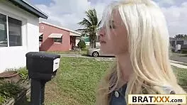 blonde teen's wild thrill tackling monster cock in rough kitchen pounding