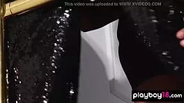 skinny ebony ballerina strips naked workout