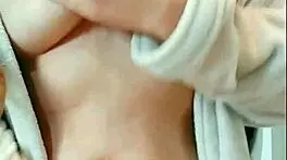 cute pigtail student gropes big tits and pussy post-shower ahegao