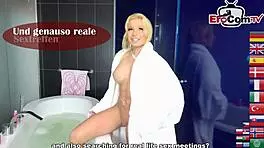 Shy german amateur first time pussy play for cash in sex casting pov