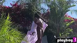 Hot black babe ana foxxx poses lingerie by pool, masturbates perfectly 😍