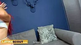 Slutty latina model gulps monster cock in deepthroat casting swallow