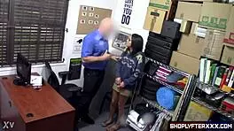 Young Dark-Haired Suspect Vienna Black Faces Intense Shoplyfter Interrogation