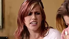 mature blonde seduces redhead teen for pussy licking fingering