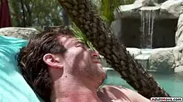 Petite babe anal rides older stud deepthroat blowjob outdoors