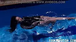 Jessica Bunny swims wet underwater pool