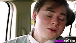 Redhead milf gives anal blowjob on Sunday fun