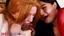 Victoria and Echo take turns on massive throbbing cock