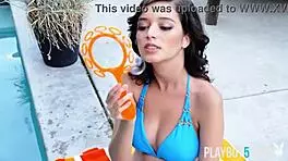 wow check out this big natural tits petite milf playboy model eden aria stripping compilation