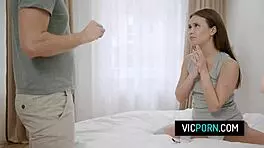 Hot Brunette Stepsis Sucks And Fucks Bratty Bro Deep