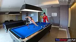 amateur couple hits the pool then fucks passionately doggystyle her big asian ass bouncing