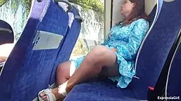 Hey check my huge tits pussy flash on bus!