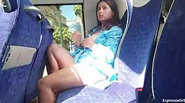 Hey check my huge tits pussy flash on bus!