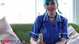 blue haired nurse milks your cock in steamy hospital appointment