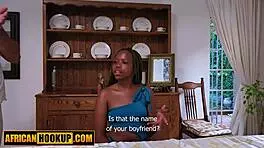 Tight ebony teen pussy stretched wide by massive american cock in wild interracial pounding