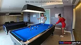amateur couple hits the pool then fucks passionately doggystyle her big asian ass bouncing