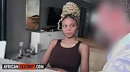 18yo ebony's big natural tits stripped and pounded by boyfriend's monster cock