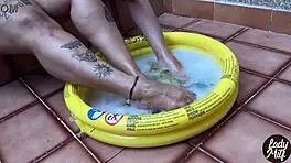 skinny babe and bbw milf trade hot lesbian skills