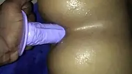 curvy ebony teen takes huge anal dildo deep in her tight ass