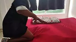 naughty hotel maid works naked and client pounds her huge tits asshole deepthroat creampie