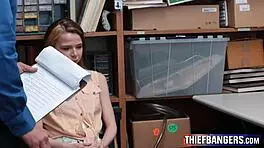 petite shoplifter strips bare for security guard deal