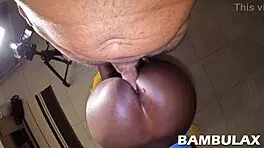 POV Ebony Teen Bubble Butt Creampie Doggystyle Monster Cock