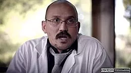 Doctor commands lesbian patient to deepthroat big black cock orally