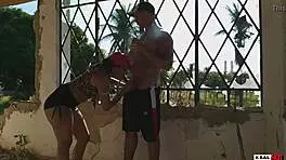 Hot intruder storms abandoned house bangs on porch kitchen everyone watches the wild fuck 😈🏚️💦