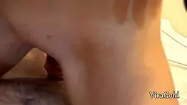 Skinny babe beautiful ass filled with creampie after deepthroat and ball licking