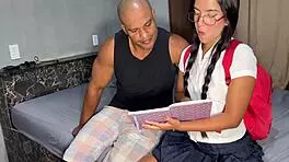 Latina Petite Stretched Wide by Huge Black Cock Creampie