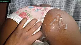 Petite curvy ebony girlfriend's sweet pussy takes multiple cumshots