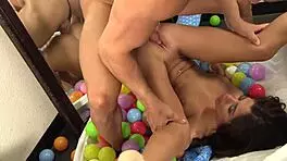 her perky nipples harden in ball pit playtime