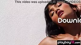 Petite Asian Angel Constance Squeezes Oranges on Perfect Natural Tits